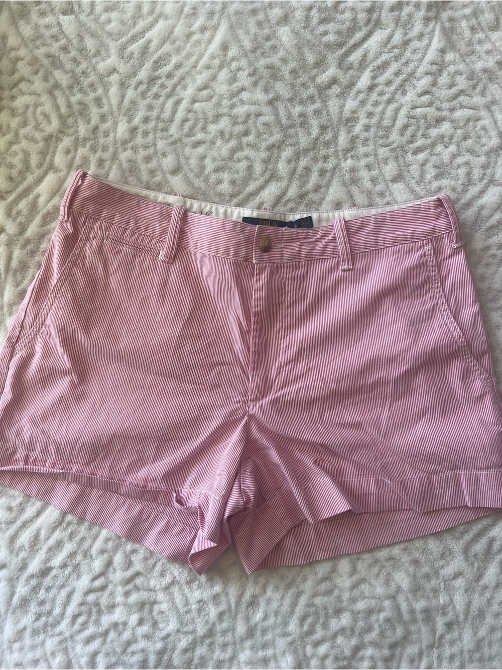 Polo Ralph Lauren Pink Seersucker Stripe Chino Shorts Women’s Size 6 Summer
